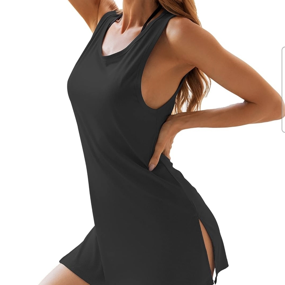 NWOT Black Sleeveless Tank Nightgown with Split - Size XS